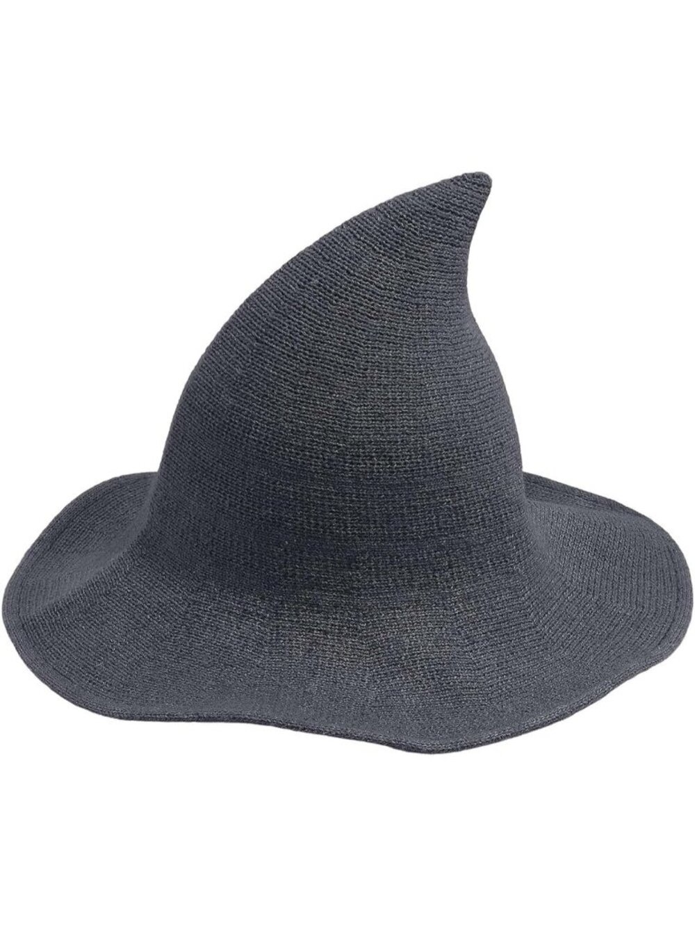 Women Dark Gray Halloween Knitted Wool Wizard Witch Hat Brim Pointed Witches Cap